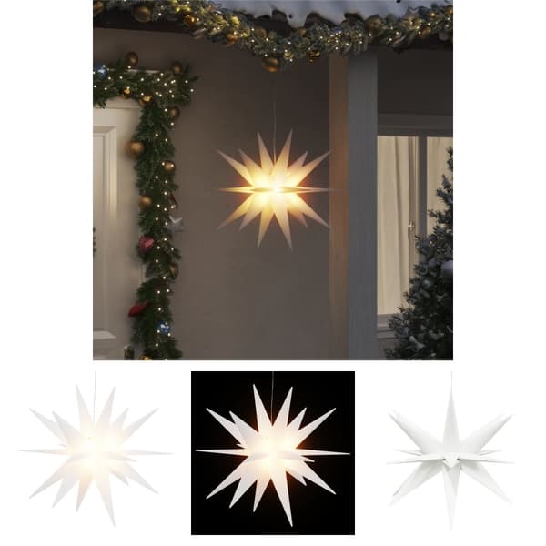 The Living Store Stjärna med LED-belysning vikbar vit 57 cm - Julbelysning