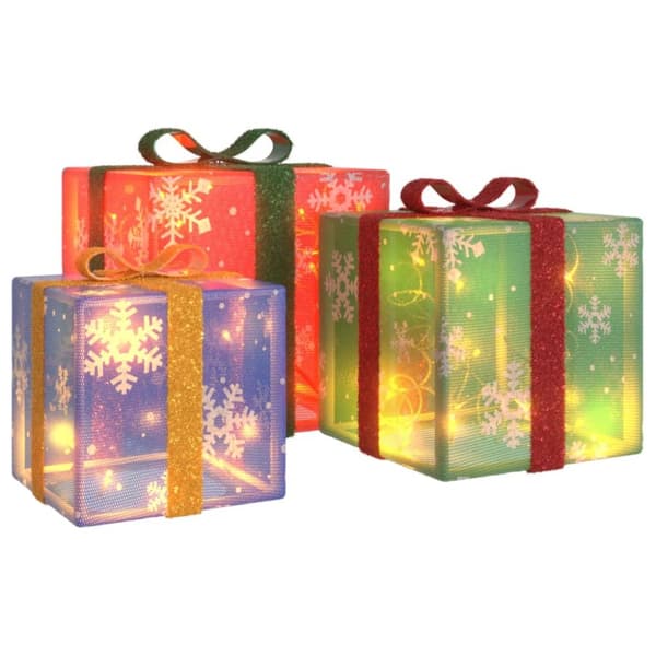 The Living Store Valaistut joululahjat 3 kpl 64 lämpimän valkoista LED-valoa -  Jouluvalaistus