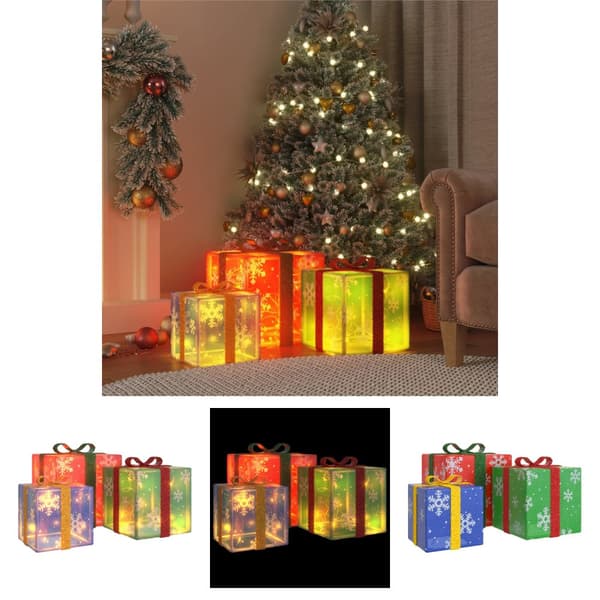 The Living Store Valaistut joululahjat 3 kpl 64 lämpimän valkoista LED-valoa -  Jouluvalaistus