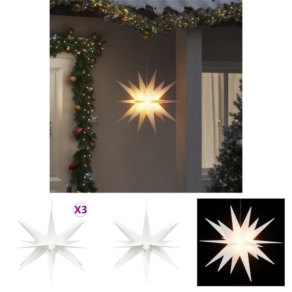The Living Store juledekorationer med LED-lys 3 stk. 57 cm foldbar hvid -  Julebelysning