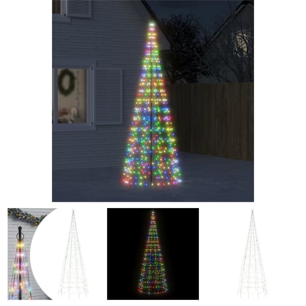The Living Store julelys til flagstang 550 LED'er 300 cm flerfarvet lys -  Julebelysning