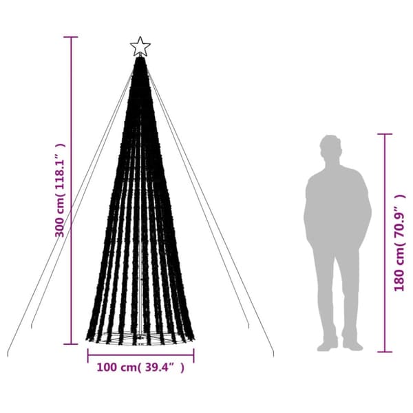 The Living Store Joulukuusi kartio 688 sinistä LED-valoa 300 cm -  Jouluvalaistus