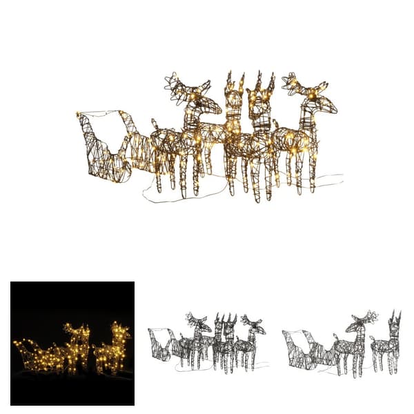 The Living Store juledekoration rensdyr og kane rattan 240 LED'er varm hvid -  Julebelysning