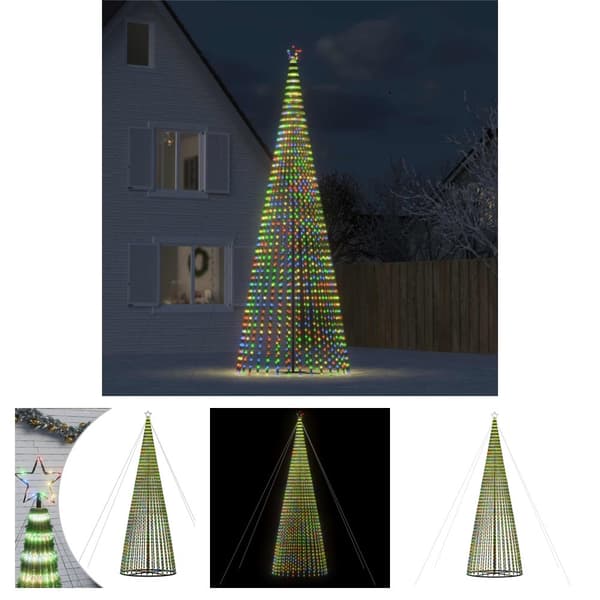 The Living Store Joulukuusi kartio 1544 värikästä LED-valoa 500 cm -  Jouluvalaistus