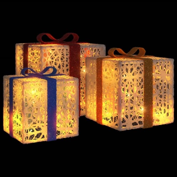 The Living Store Valaistut joululahjat 3 kpl 64 lämpimän valkoista LED-valoa - Jouluvalaistus