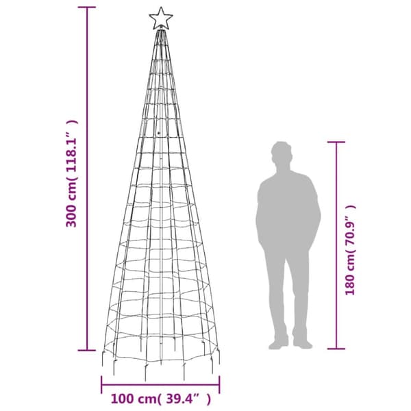The Living Store lysende juletræ med spyd 570 LED'er 300 cm koldt hvidt lys -  Julebelysning
