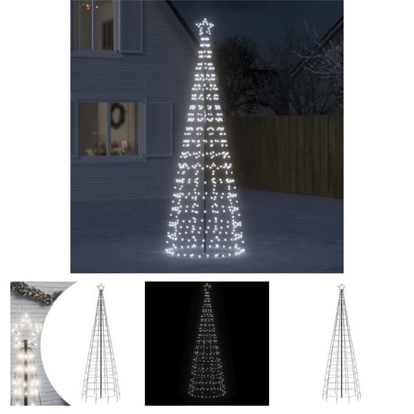 The Living Store lysende juletræ med spyd 570 LED'er 300 cm koldt hvidt lys -  Julebelysning