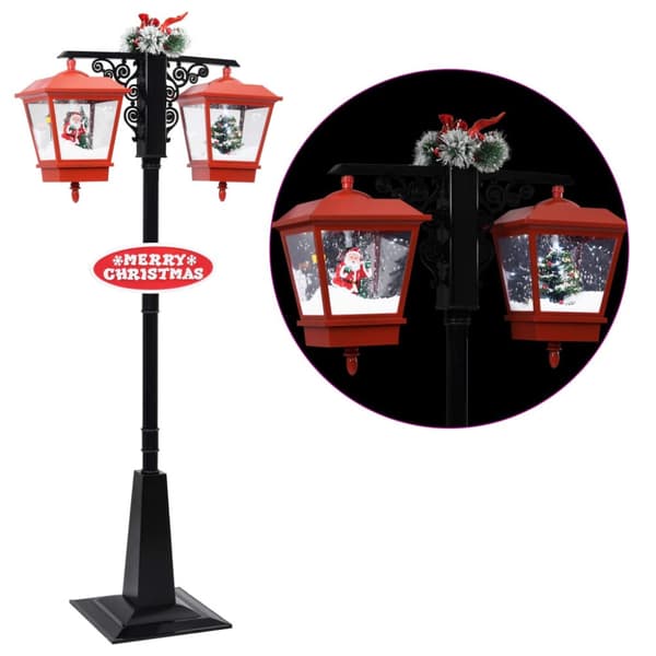 Jouluvalaistus - Living Jouluinen katuvalaisin joulupukilla musta ja pun. 188 cm PVC