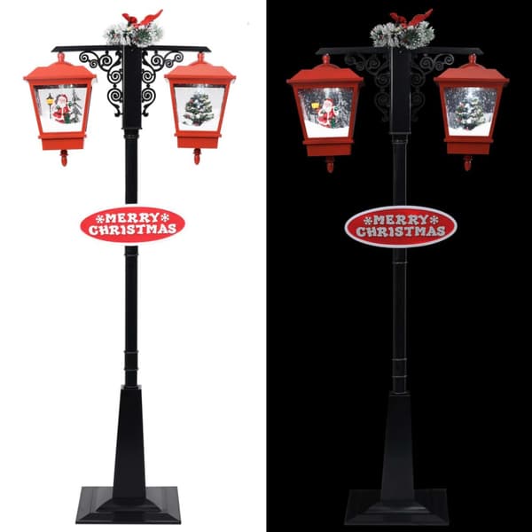 Jouluvalaistus - Living Jouluinen katuvalaisin joulupukilla musta ja pun. 188 cm PVC