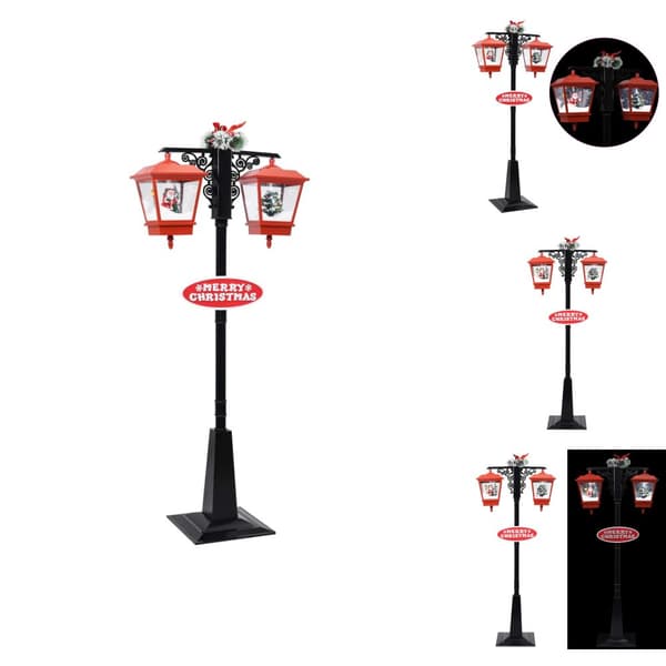 Jouluvalaistus - Living Jouluinen katuvalaisin joulupukilla musta ja pun. 188 cm PVC