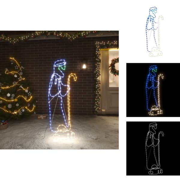 Jouluvalaistus - Living Paimen ja lammas joulukoriste 168 LED-valoa 102,5x35 cm