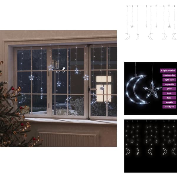 Jouluvalaistus - Living Tähti ja kuu keijuvalot kaukosäädin 138xLED kylmä valkoinen