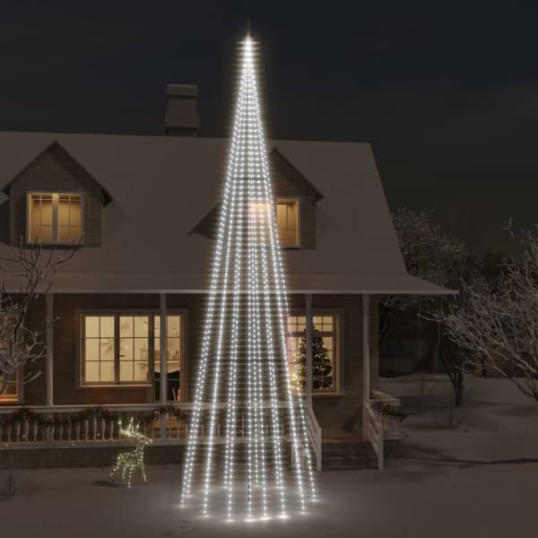 Julebelysning - Living juletræ til flagstang 1134 LED'er 800 cm koldt hvidt lys