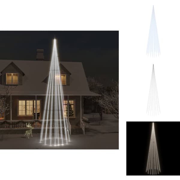 Julebelysning - Living juletræ til flagstang 1134 LED'er 800 cm koldt hvidt lys