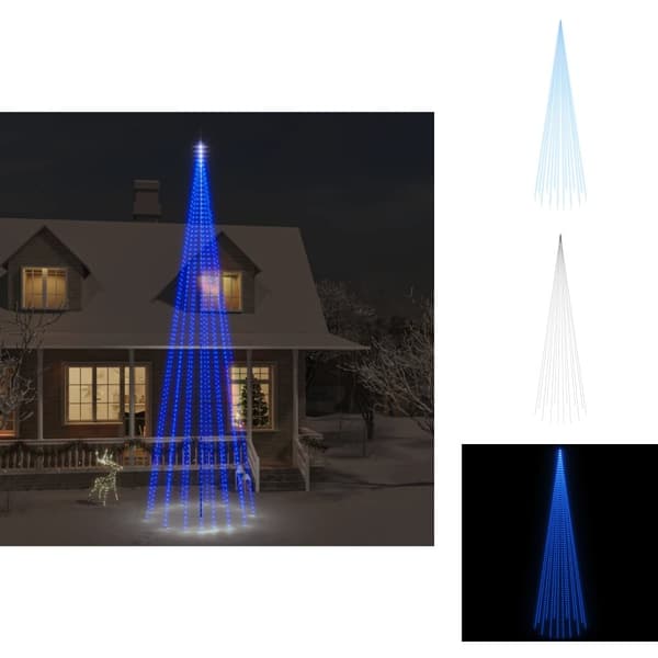 Julebelysning - Living juletræ til flagstang 1134 LED'er 800 cm blåt lys