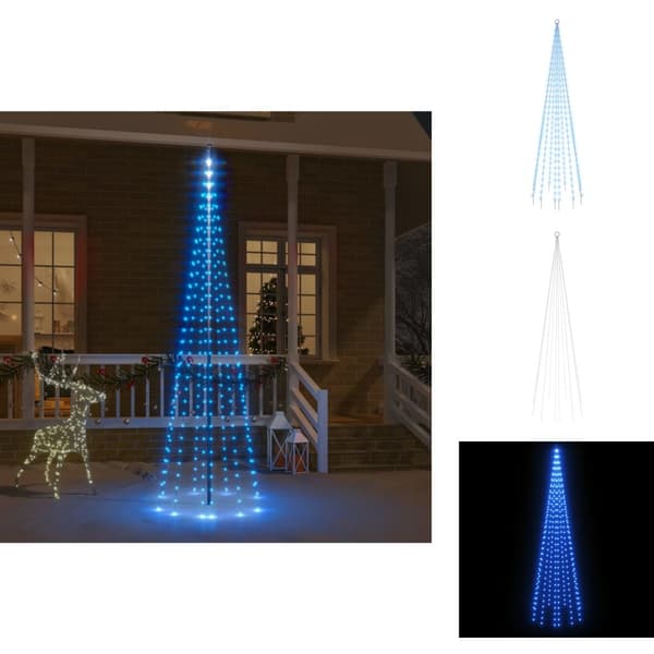 Julebelysning - Living juletræ til flagstang 310 LED'er 300 cm blåt lys