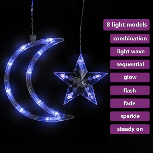 Julebelysning - Living fairy lights-lyskæder stjerne og måne 138 LED'er blå