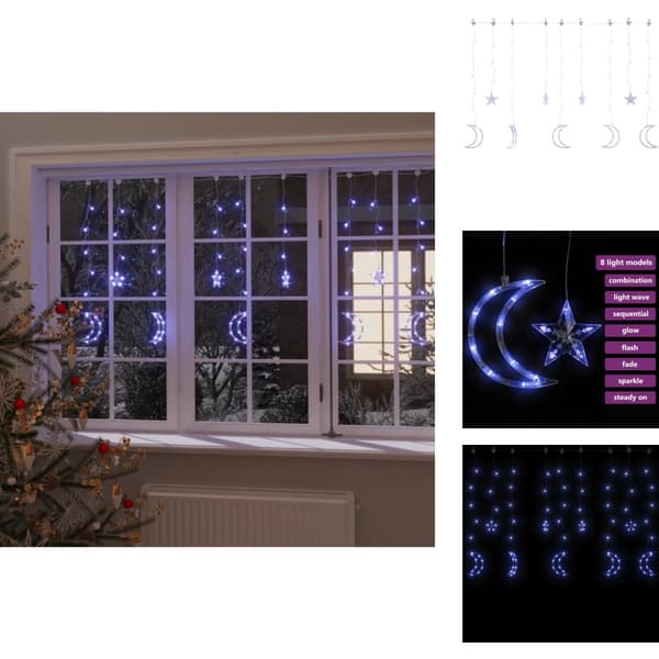 Jouluvalaistus - Living Tähti ja kuu keijuvalot kaukosäädin 138xLED sininen