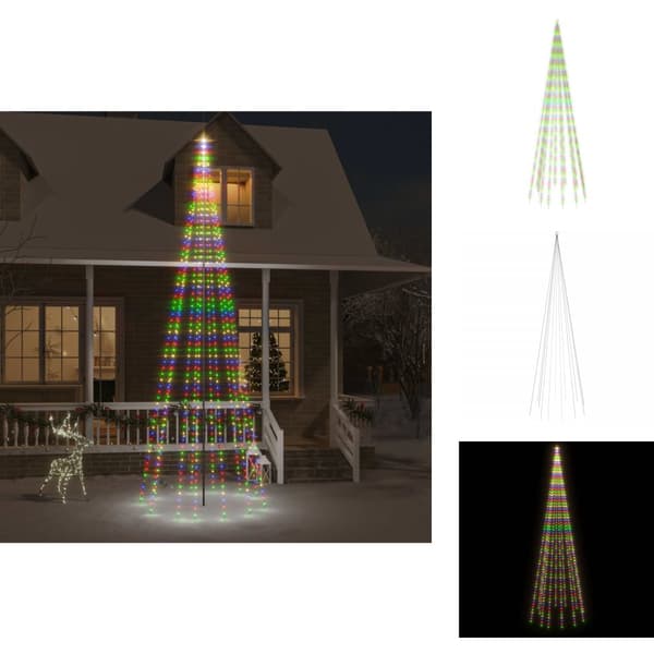 Julebelysning - Living juletræ til flagstang 732 LED'er 500 cm farverigt lys