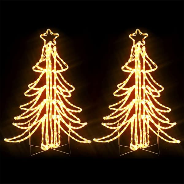 Taitettava LED-joulukuusikoriste 2 kpl lämmin valk. 87x87x93 cm - Joulukuusikoriste - Joulukuusikoristeet - Home & Living