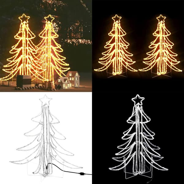 Taitettava LED-joulukuusikoriste 2 kpl lämmin valk. 87x87x93 cm - Joulukuusikoriste - Joulukuusikoristeet - Home & Living