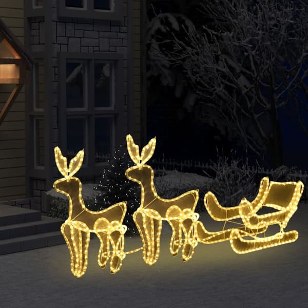 Jouluvalot 2 poroa ja reki verkolla 648 LED-valoa - Jouluvalo - Jouluvalot - Home & Living