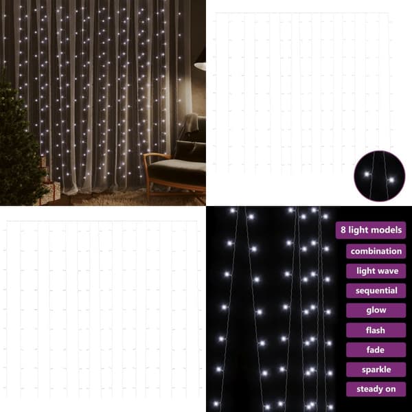 LED-valonauhaverho keijuvalot 3x3 m 300 LEDiä kylmä valkoinen - Keijuvaloverho - Keijuvaloverhot - Home & Living