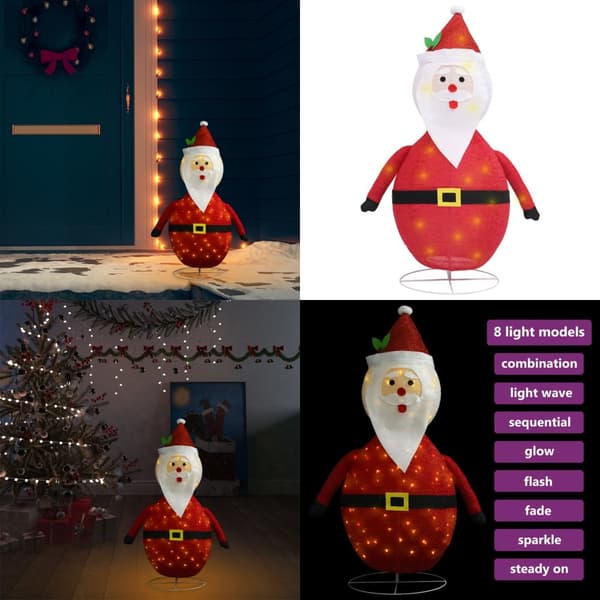Dekorativ julemandsfigur m. LED-lys 90 cm luksuriøst stof - Julemand - Julemænd - Home & Living