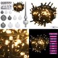 Pikkukuva 1 / 11: 61-osainen Joulupallosetti latvalla 150 LED-valoa valkoharmaa - Joulupallosarja - Joulupallosarjat - Home & Living