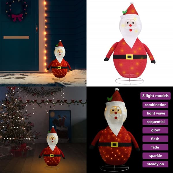 Joulupukki joulukoriste LED-valoilla ylellinen kangas 60 cm - Joulupukki - Joulupukit - Home & Living