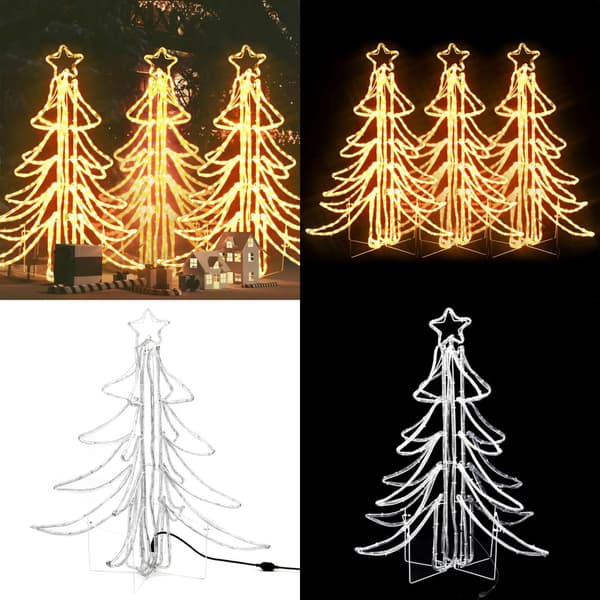 Taitettava LED-joulukuusikoriste 3 kpl lämmin valk. 87x87x93 cm - Joulukuusikoriste - Joulukuusikoristeet - Home & Living