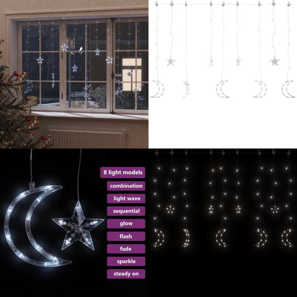 Fairy lights-lyskæder stjerne og måne 138 LED'er kold hvid - Fairylight - Fairylights - Home & Living