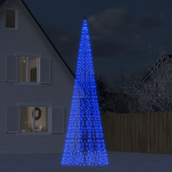 Julbelysning till flaggstång 1534 LEDs blå 500 cm