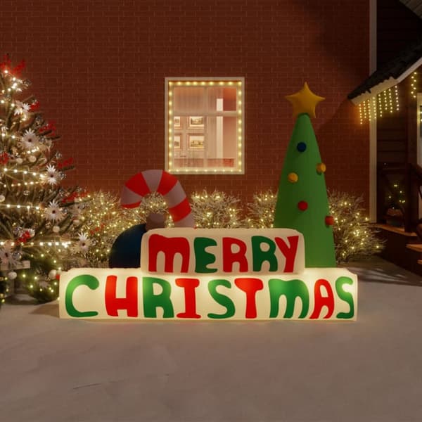 Uppblåsbar Merry Christmas dekoration med LEDs 197 cm