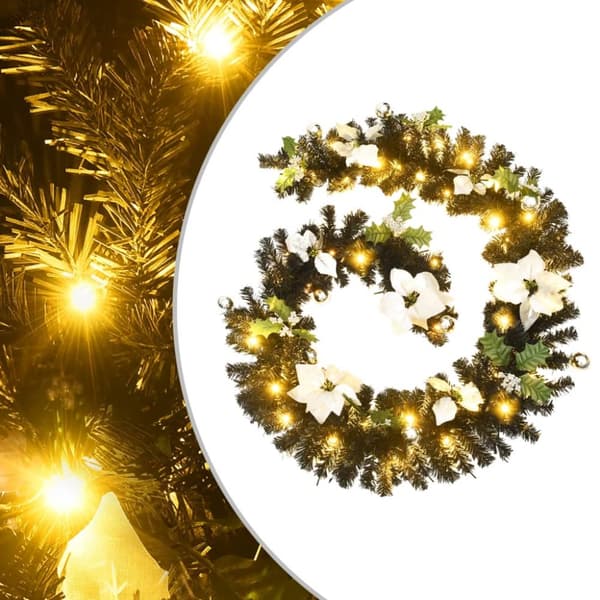 Julgirlang med LED-lampor svart 2,7 m PVC