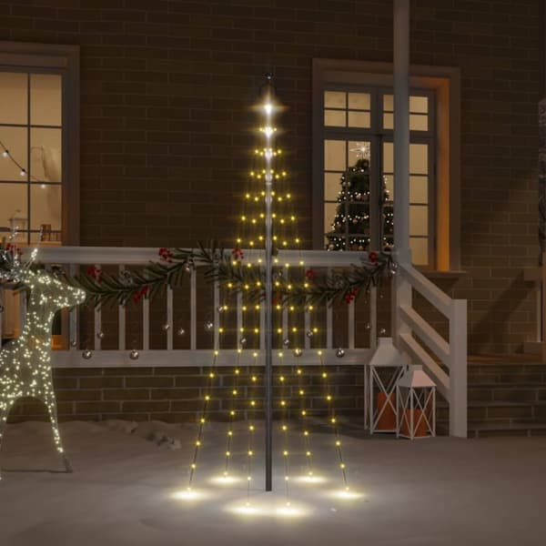 Julgran på flaggstång varmvit 108 LEDs 180 cm