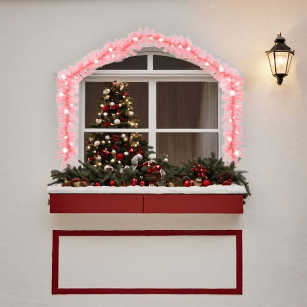 Julgirlang med LED-lampor 10 m rosa