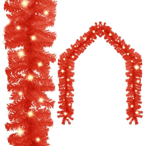 Julgirlang med LED-lampor 5 m röd