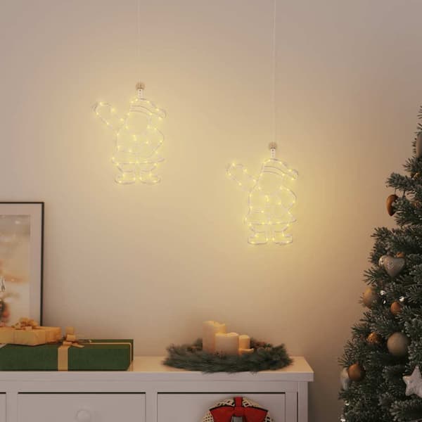 Julbelysning jultomten silhuett 2 st 35 LEDs varmvit