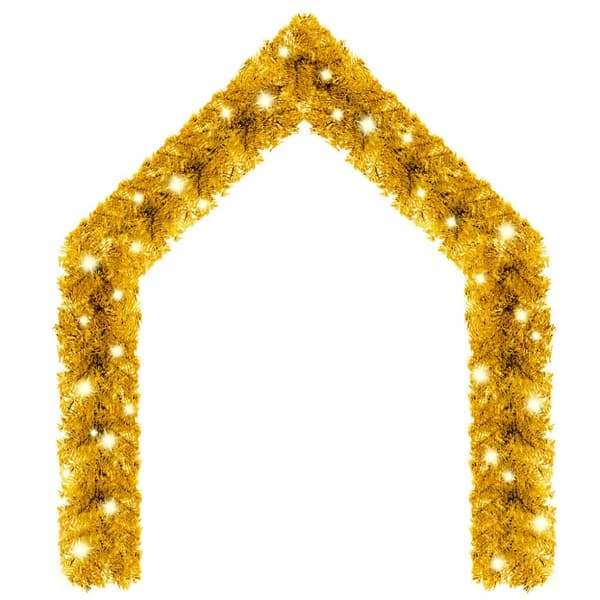 Julgirlang med LED-lampor 5 m guld