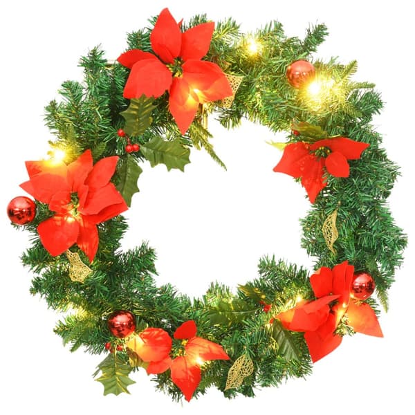Julkrans med lysdioder grön 60 cm PVC