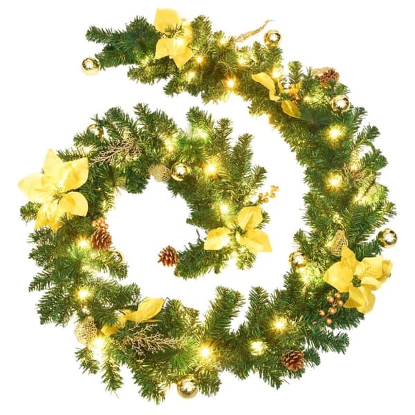 Julgirlang med LED-lampor grön 2,7 m PVC
