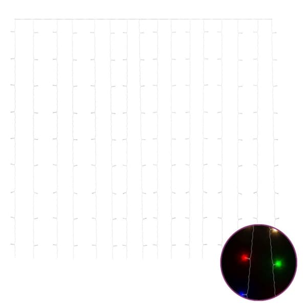 Ljusdraperi 3x3 m 300 lysdioder flerfärgad 8 funktioner