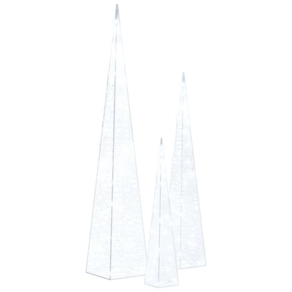 Ljuskoner set akryl kall vit 30/45/60 cm