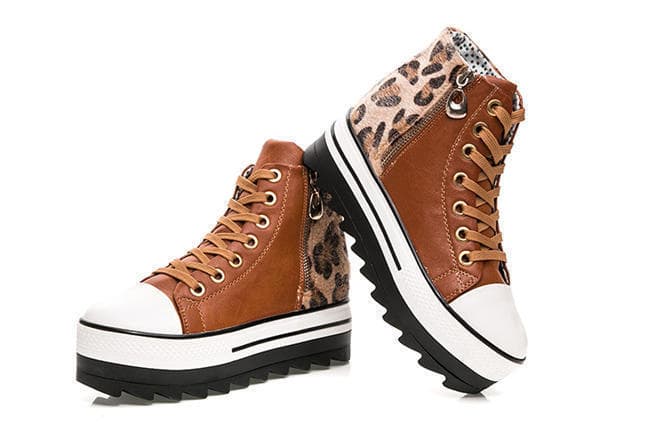 Sneakers i leopard mönster, 5 cm höga sulor