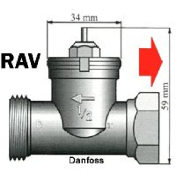 Radiator-ventiladapter För ventilhus Danfoss RAV 34 mm med 4 skåror 1 st