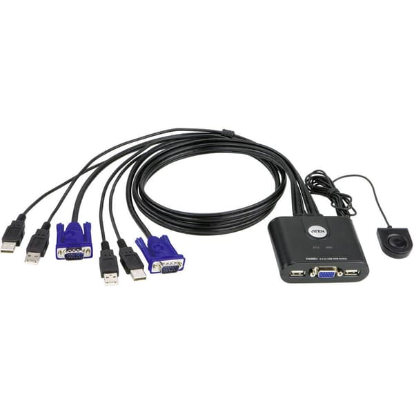 ATEN CS22U-AT 2 Port KVM-switch VGA USB 2048 x 1536 Pixel Svart