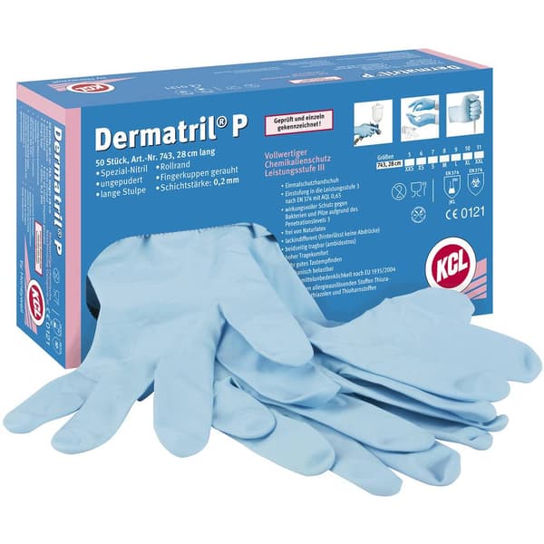 KCL Dermatril P 743-8 50 st Nitril Engångshandske Storlek (handskar): 8, M