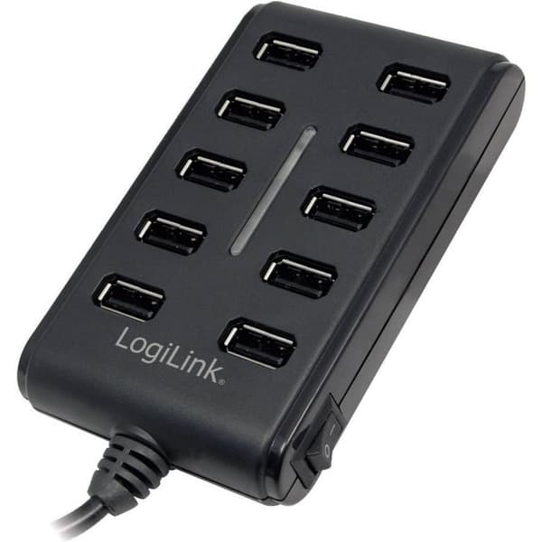 LogiLink UA0125 USB-hubb 12 + 4 Port USB-A USB 2.0 480 MBit/s Svart UA0125