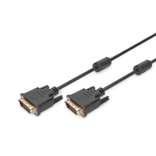Digitus DVI Anslutningskabel DVI-D 24+1-polig Kontakt, DVI-D 24+1-polig Kontakt 10.00 m Svart AK-320101-100-S skruvbar,